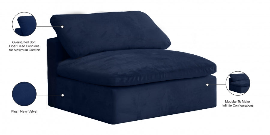 Chaise sans accoudoirs confortable rembourrée en fibre de velours Cosy Velvet