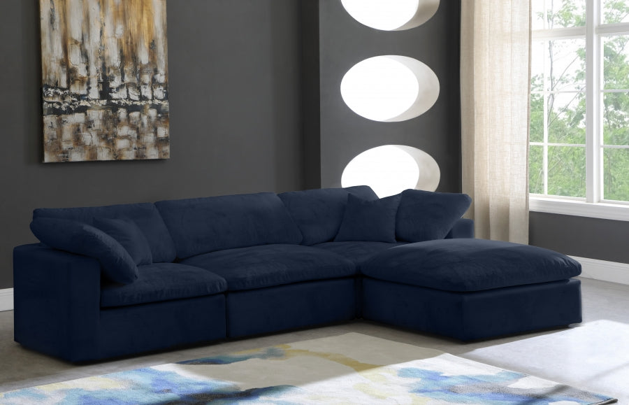 Sectionnel réversible rembourré en fibres de velours douillet et confortable, semblable à un nuage