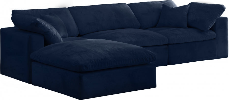 Sectionnel réversible rembourré en fibres de velours douillet et confortable, semblable à un nuage
