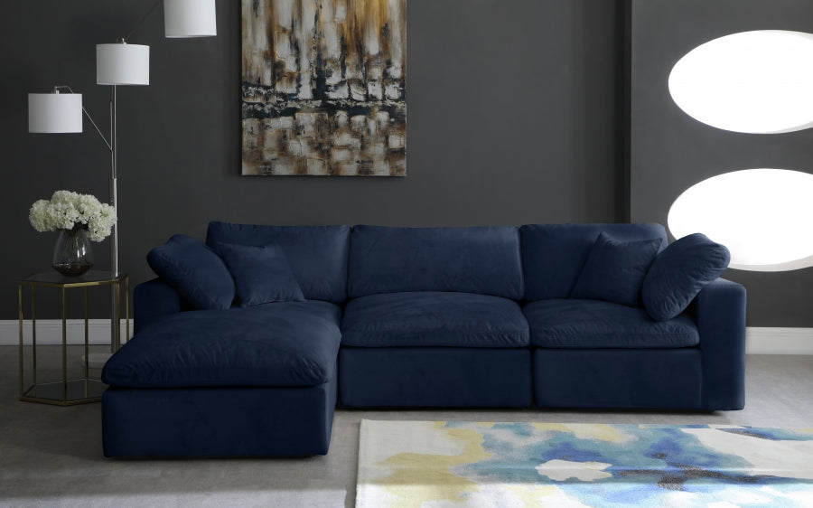 Sectionnel réversible rembourré en fibres de velours douillet et confortable, semblable à un nuage