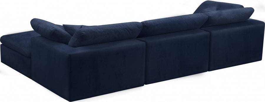 Sectionnel réversible rembourré en fibres de velours douillet et confortable, semblable à un nuage
