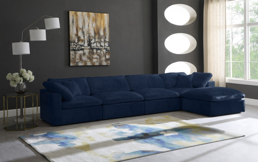 Sectionnel réversible rembourré en fibres de velours douillet et confortable, semblable à un nuage
