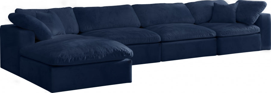 Sectionnel réversible rembourré en fibres de velours douillet et confortable, semblable à un nuage
