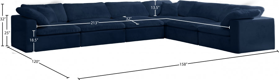 Sectionnel réversible rembourré en fibres de velours douillet et confortable, semblable à un nuage