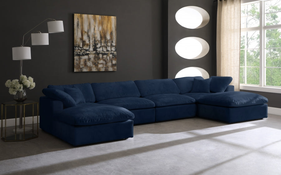 Sectionnel réversible rembourré en fibres de velours douillet et confortable, semblable à un nuage