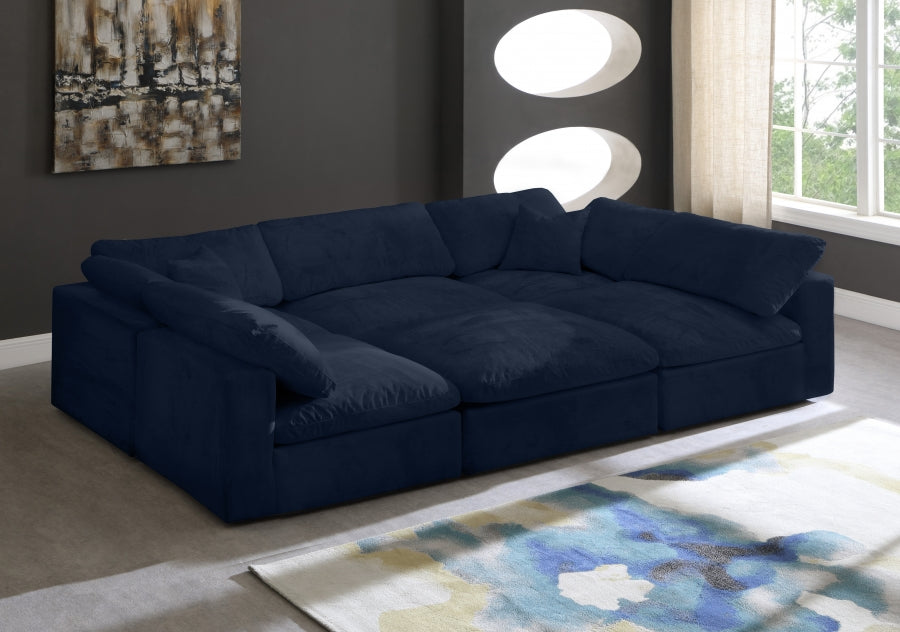 Sectionnel réversible rembourré en fibres de velours douillet et confortable, semblable à un nuage