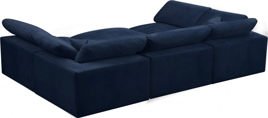 Sectionnel réversible rembourré en fibres de velours douillet et confortable, semblable à un nuage