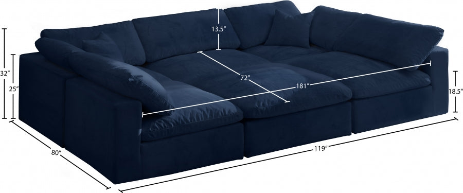 Sectionnel réversible rembourré en fibres de velours douillet et confortable, semblable à un nuage