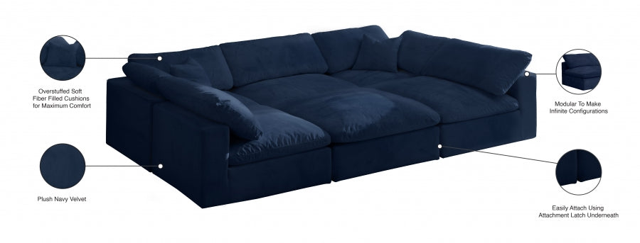 Sectionnel réversible rembourré en fibres de velours douillet et confortable, semblable à un nuage