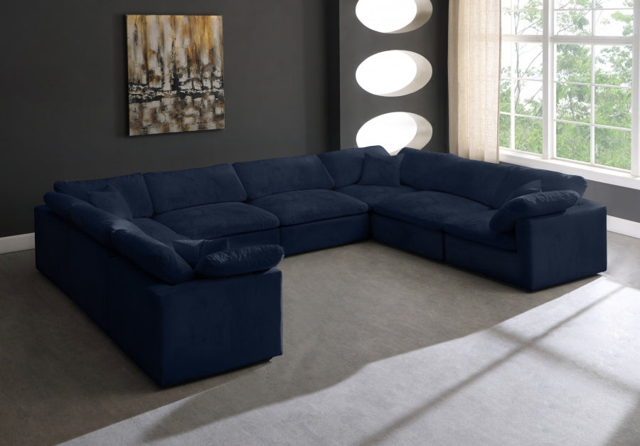 Sectionnel réversible rembourré en fibres de velours douillet et confortable, semblable à un nuage