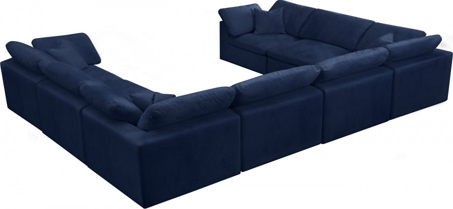Sectionnel réversible rembourré en fibres de velours douillet et confortable, semblable à un nuage