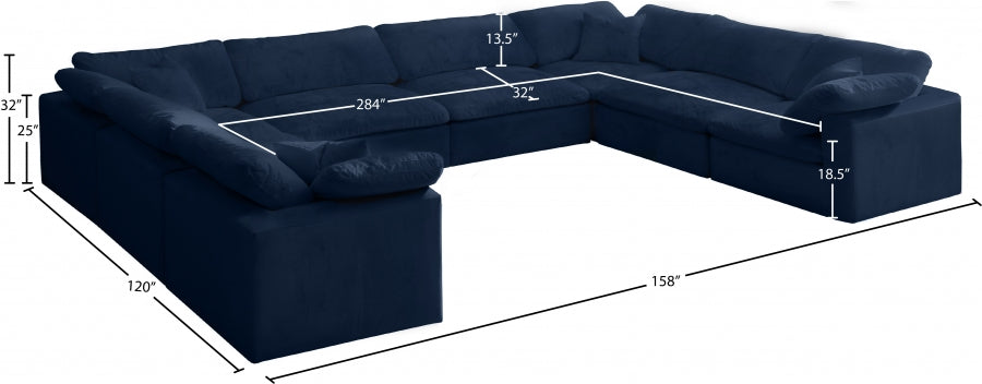 Sectionnel réversible rembourré en fibres de velours douillet et confortable, semblable à un nuage