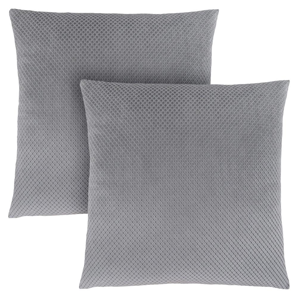 COUSSIN - 18"X 18" / VELOURS DIAMANT ARGENT / 2PCS 