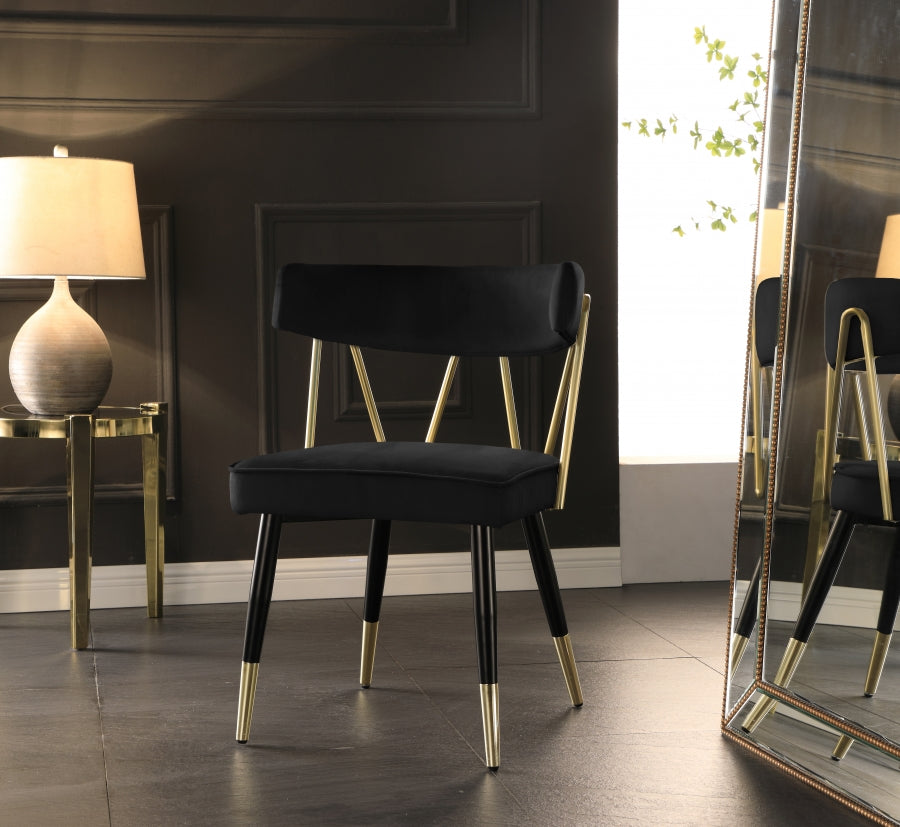 Chaise de salle à manger en velours Rheingold