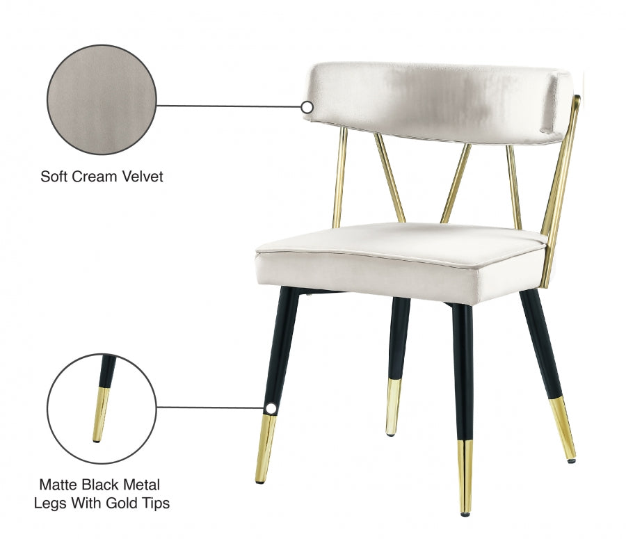 Chaise de salle à manger en velours Rheingold