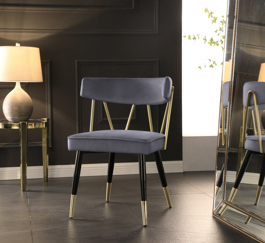 Chaise de salle à manger en velours Rheingold