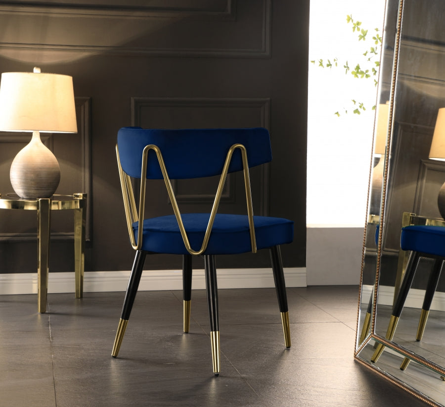 Chaise de salle à manger en velours Rheingold