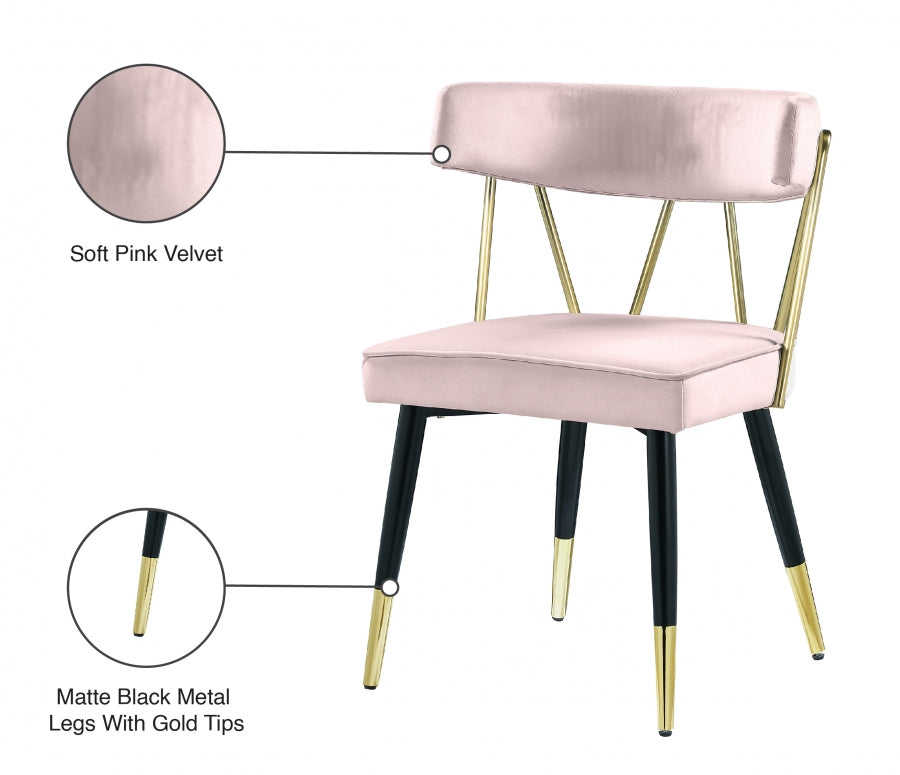 Chaise de salle à manger en velours Rheingold