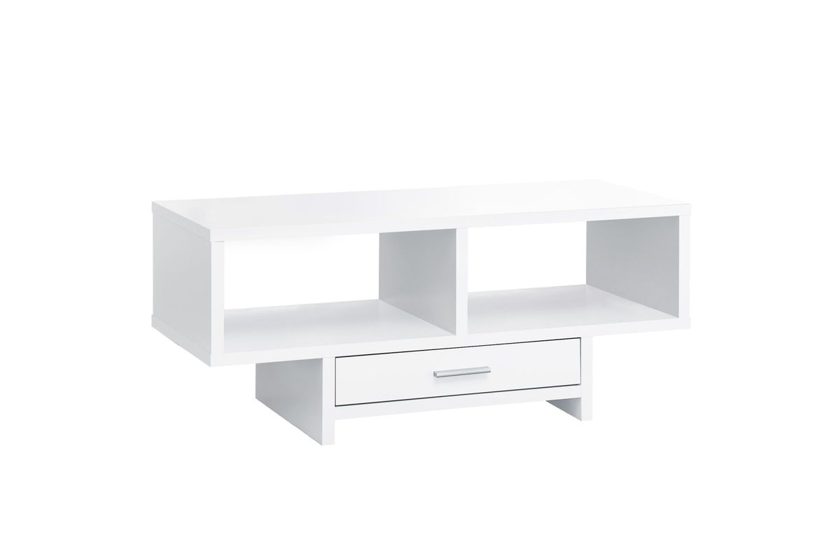 TABLE BASSE - BLANCHE AVEC RANGEMENT 