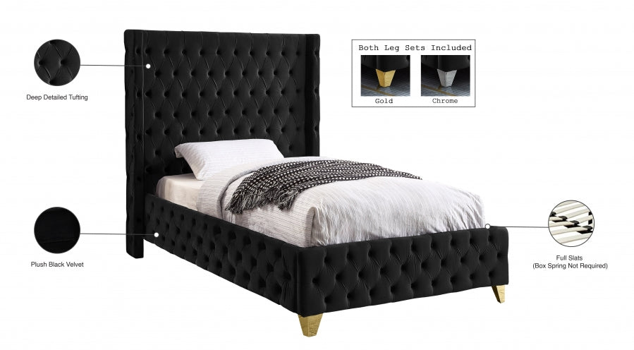 Lit en velours Savane
