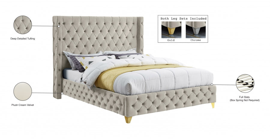 Lit en velours Savane