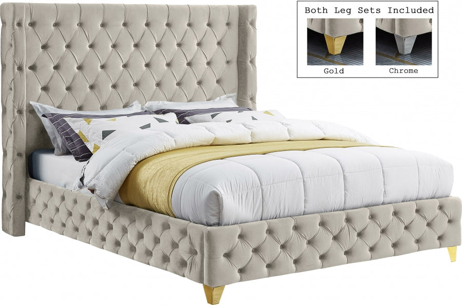 Lit en velours Savane