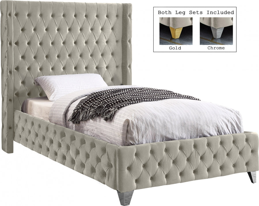 Lit en velours Savane