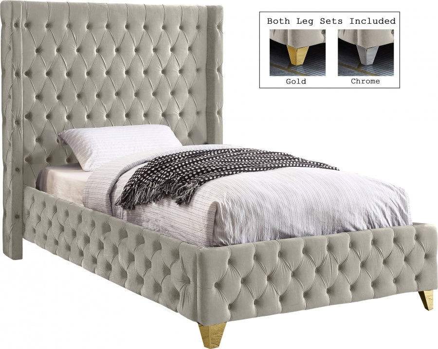Lit en velours Savane