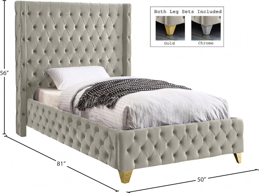 Lit en velours Savane