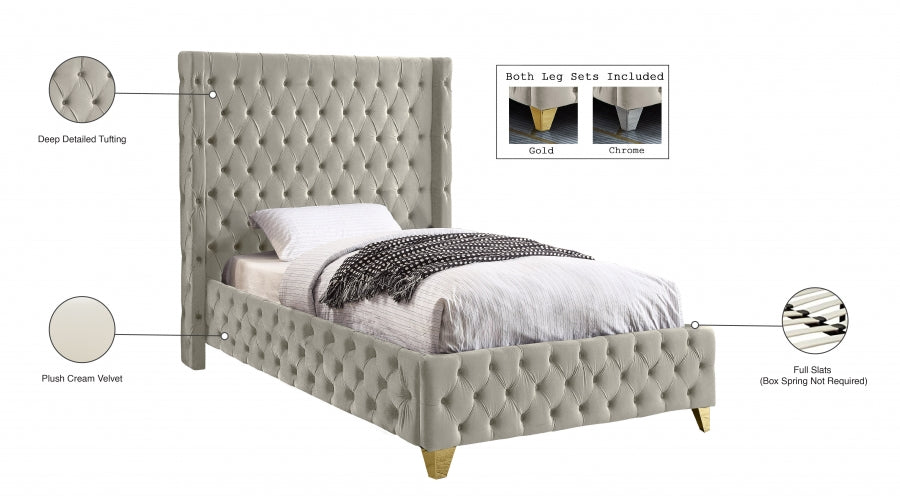 Lit en velours Savane
