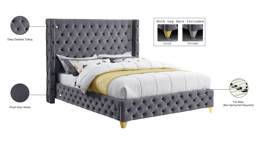 Lit en velours Savane