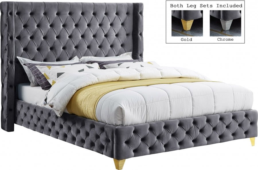 Lit en velours Savane