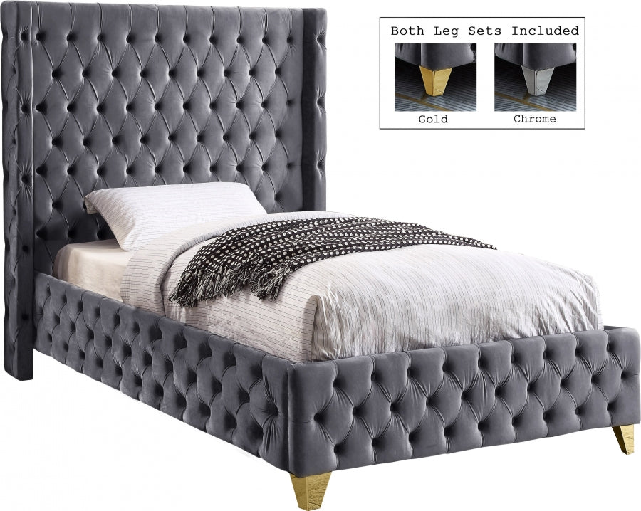 Lit en velours Savane