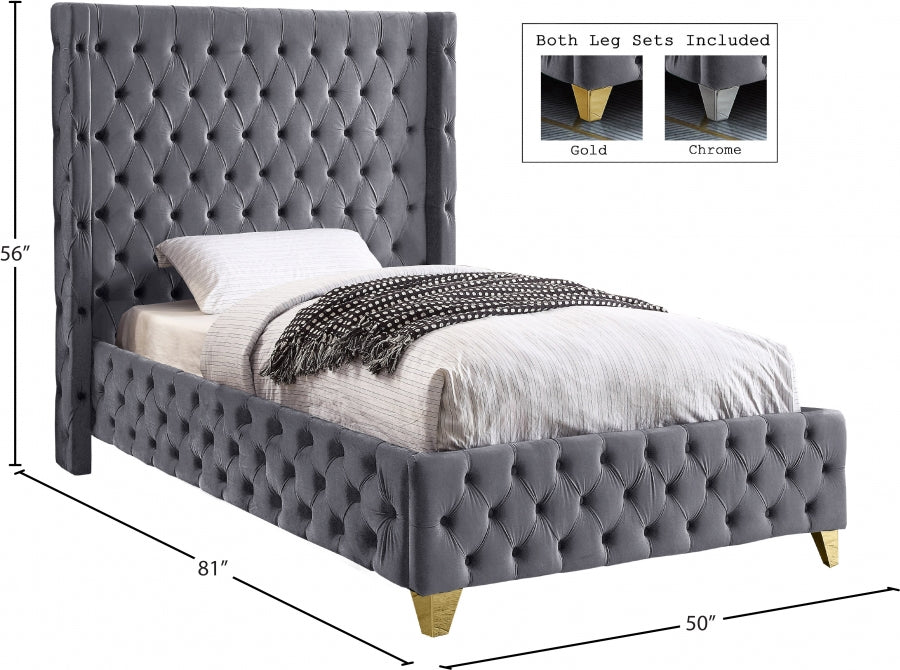 Lit en velours Savane