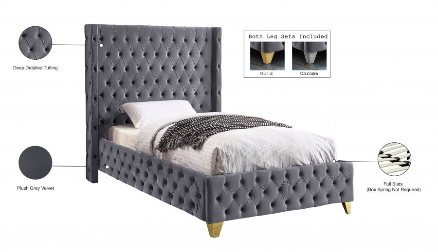 Lit en velours Savane