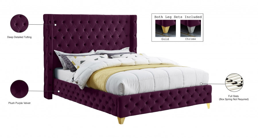 Lit en velours Savane