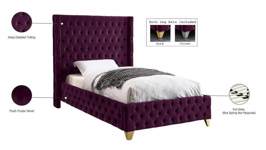 Lit en velours Savane