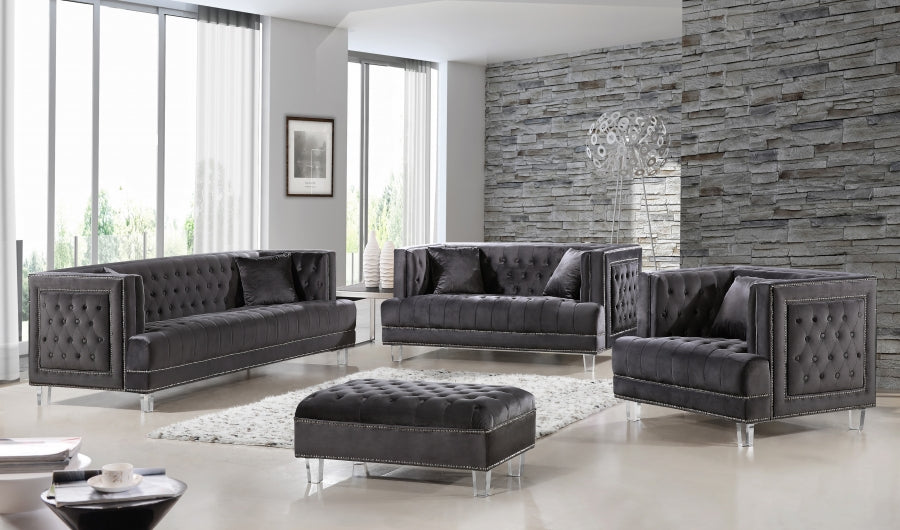 Pouf en velours Lucas