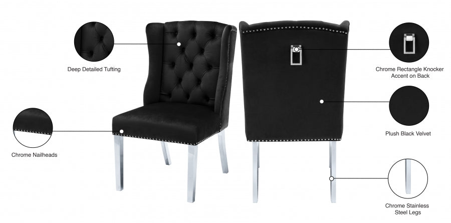 Chaise de salle à manger en velours Suri