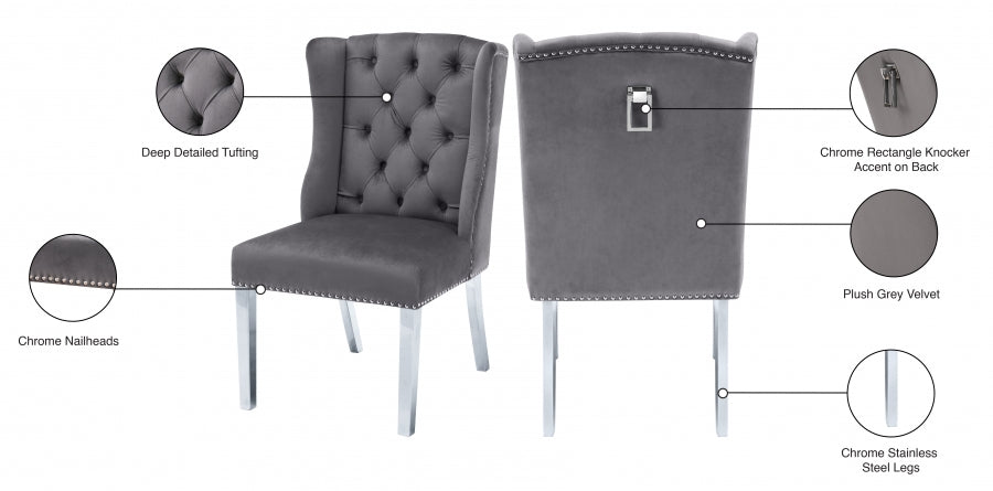 Chaise de salle à manger en velours Suri