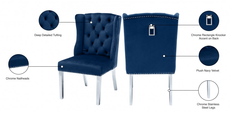 Chaise de salle à manger en velours Suri