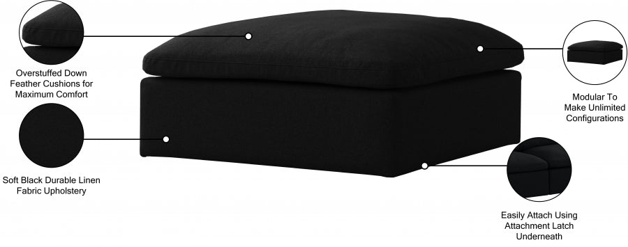Serene Linen Deluxe Pouf rembourré en duvet modulable confortable comme un nuage 