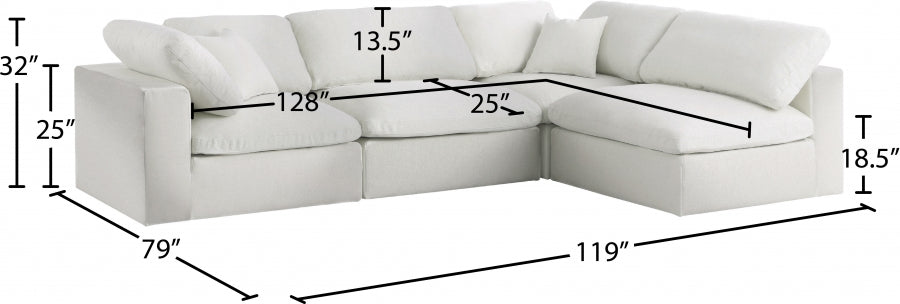 Sectionnel rembourré en duvet Serene Linen Deluxe, confortable comme un nuage