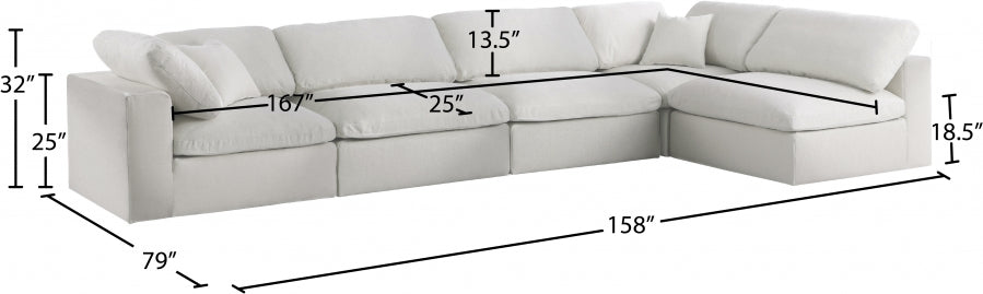 Sectionnel rembourré en duvet Serene Linen Deluxe, confortable comme un nuage