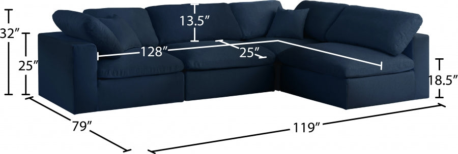 Sectionnel rembourré en duvet Serene Linen Deluxe, confortable comme un nuage