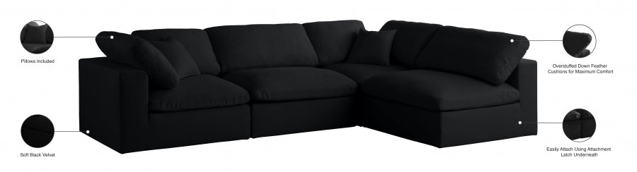 Sectionnel réversible rembourré en duvet modulaire standard en velours pelucheux confortable comme un nuage