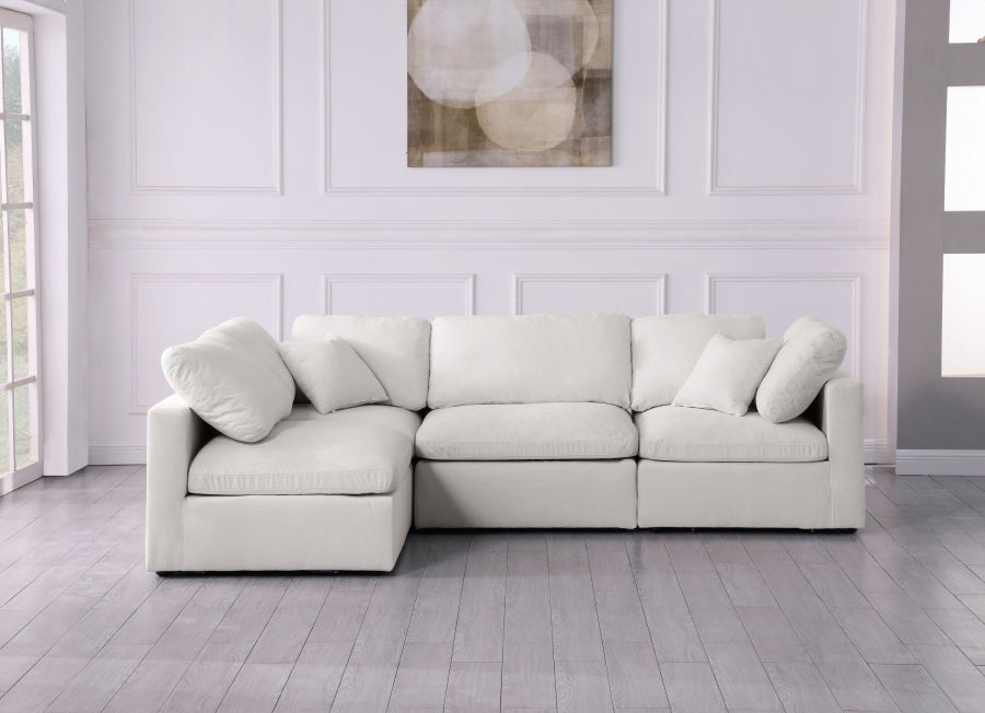 Sectionnel réversible rembourré en duvet modulaire standard en velours pelucheux confortable comme un nuage