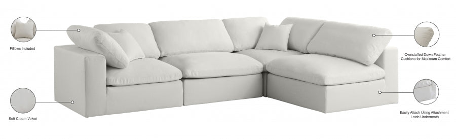 Sectionnel réversible rembourré en duvet modulaire standard en velours pelucheux confortable comme un nuage