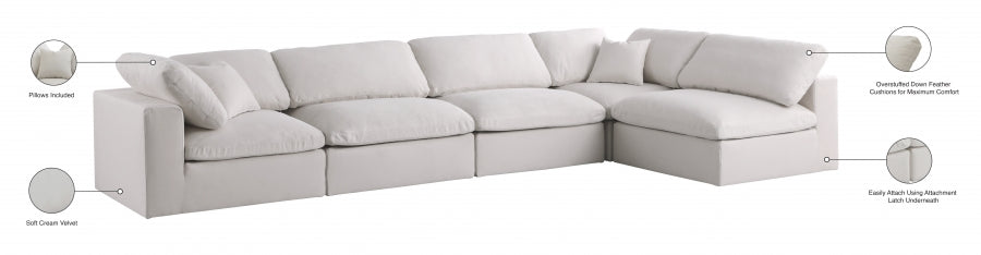 Sectionnel réversible rembourré en duvet modulaire standard en velours pelucheux confortable comme un nuage