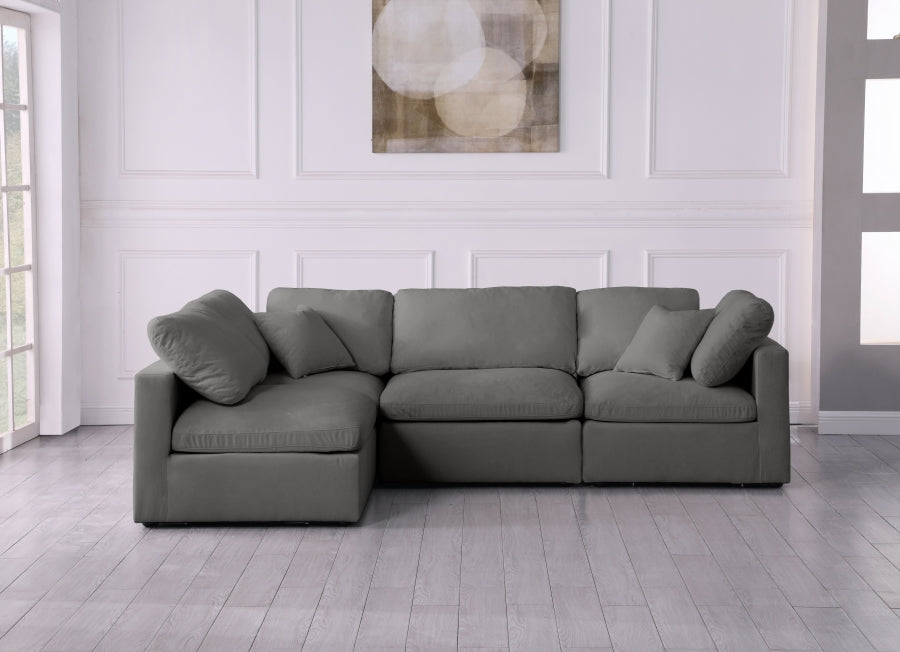 Sectionnel réversible rembourré en duvet modulaire standard en velours pelucheux confortable comme un nuage